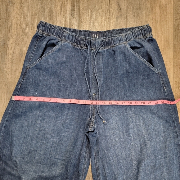 GAP Mid Rise Easy Horseshoe Jeans 12T Relaxed Barrel Leg Dark Indigo Cotton Tall - Picture 8 of 11